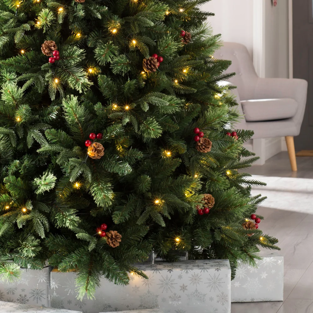 WeRChristmas Green Pre-Lit Victorian Christmas Tree With Berries Pinecones And Warm White Leds 6 Ft - No Size Image 5