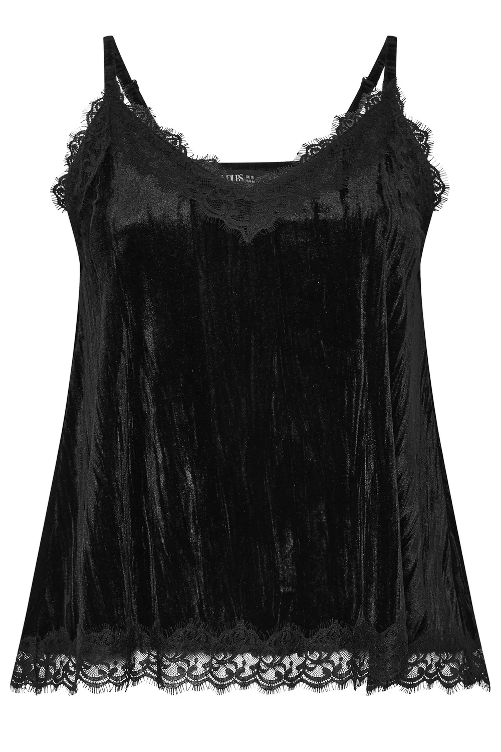 Yours Curve Black Velour Lace Vest Top - 18 Image 5