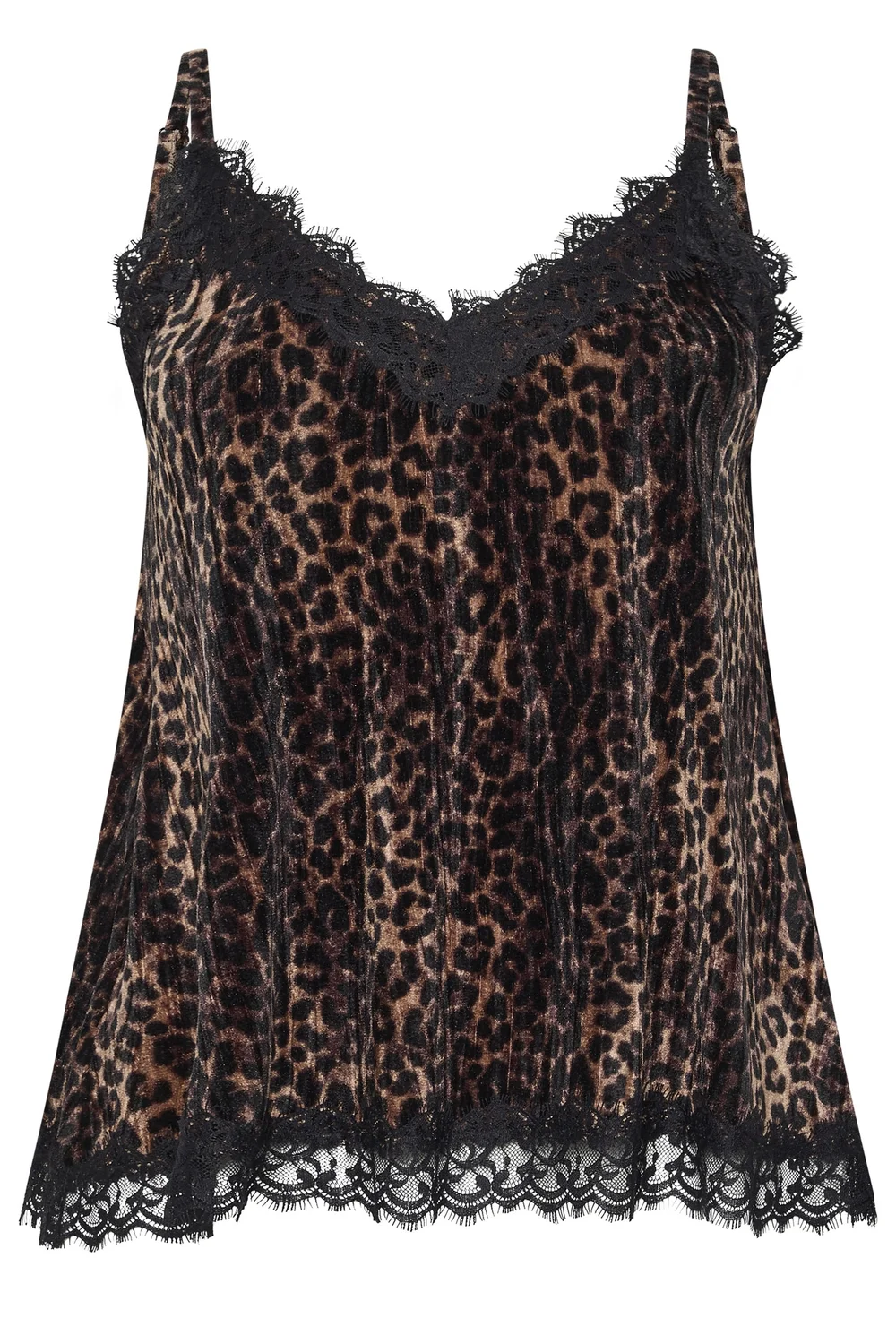 Yours Curve Brown Leopard Velour Lace Vest Top - 20 Image 5