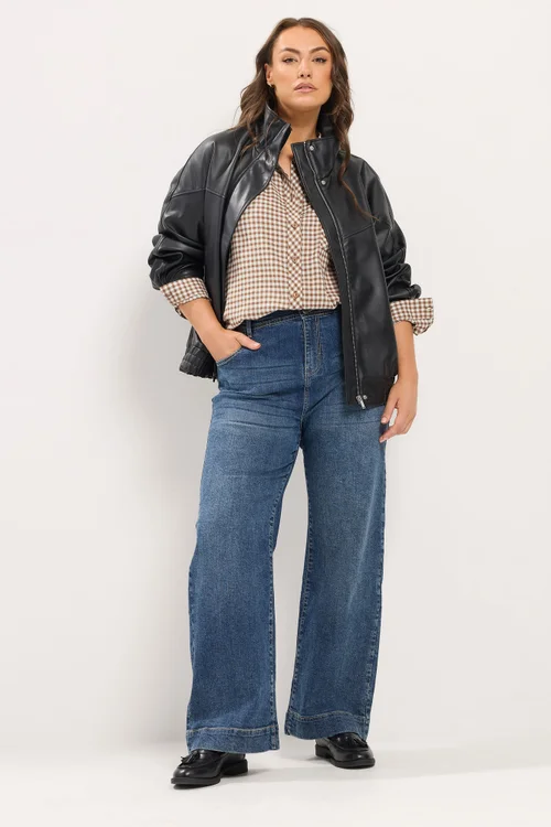 Yours Curve Brown Check Boyfriend Shirt - 26-28 Image 4