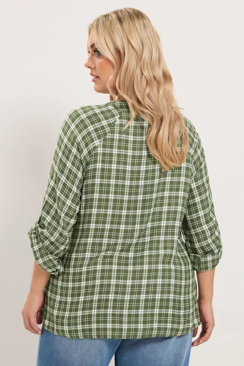 Yours Curve Green Checked Tie Detail Top - 14 Image 3