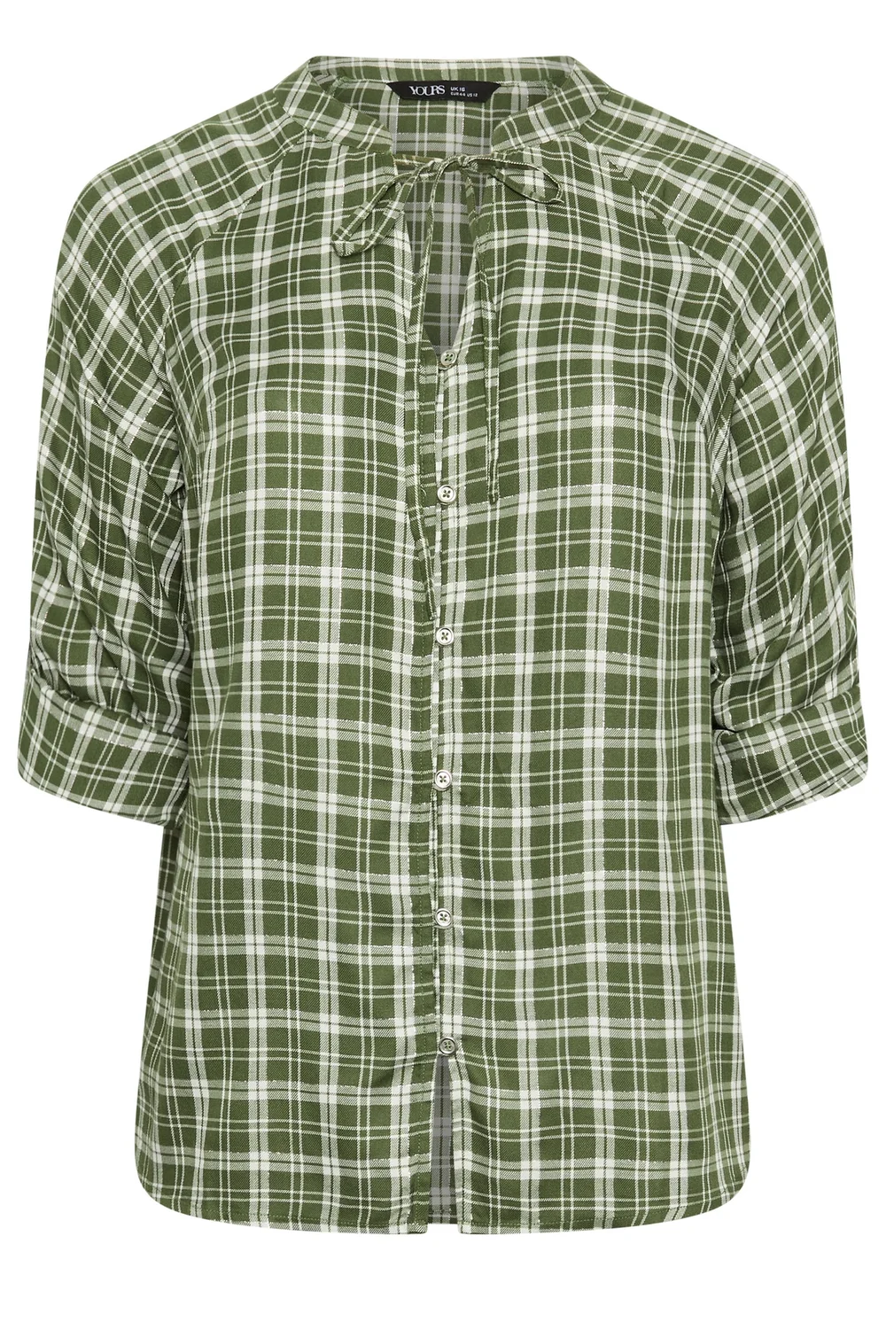 Yours Curve Green Checked Tie Detail Top - 14 Image 5