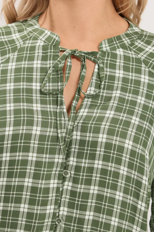 Yours Curve Green Checked Tie Detail Top - 14 Image 4