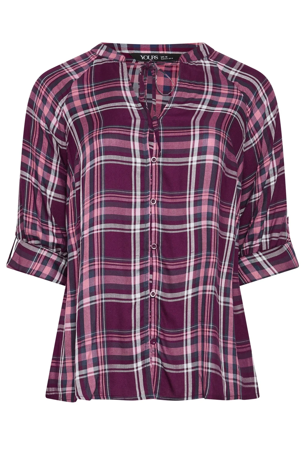 Yours Curve Pink Checked Tie Detail Top - 30-32 Image 5