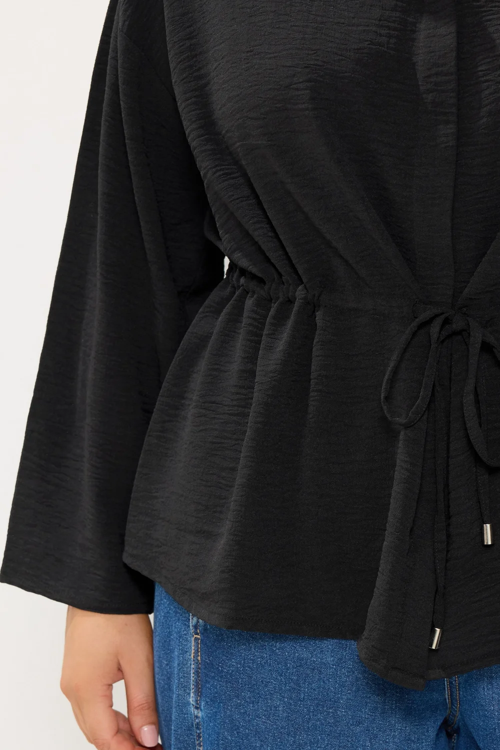 Yours Curve Black Tie Waist Utility Top - 20 Image 5