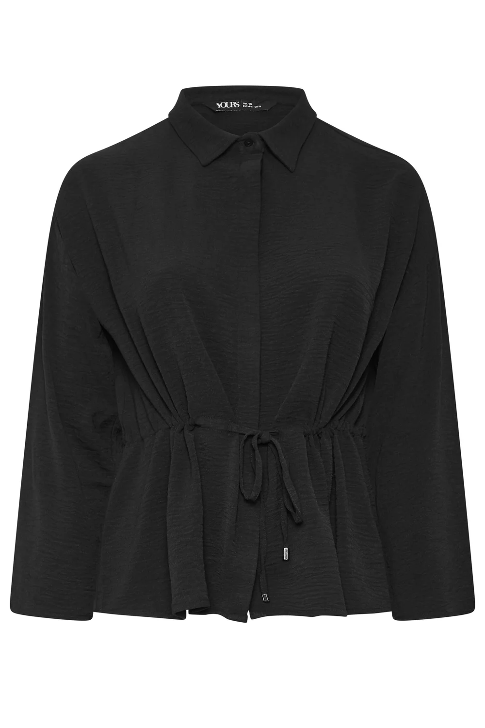 Yours Curve Black Tie Waist Utility Top - 20 Image 2