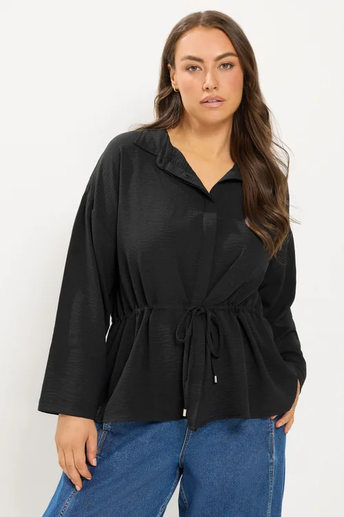 Yours Curve Black Tie Waist Utility Top - 20 Image 1