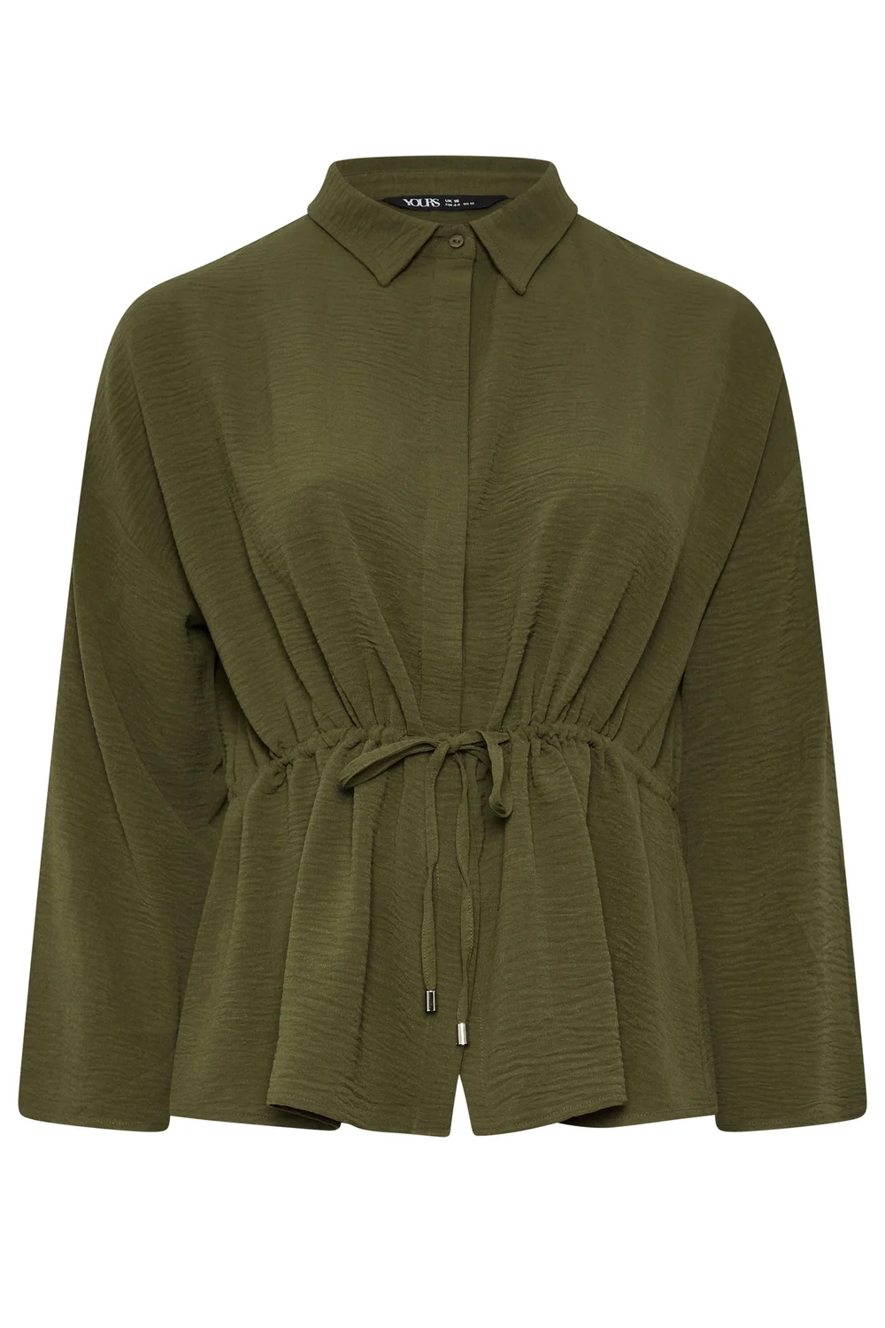 Yours Curve Khaki Green Tie Waist Utility Top - 26-28 Image 2