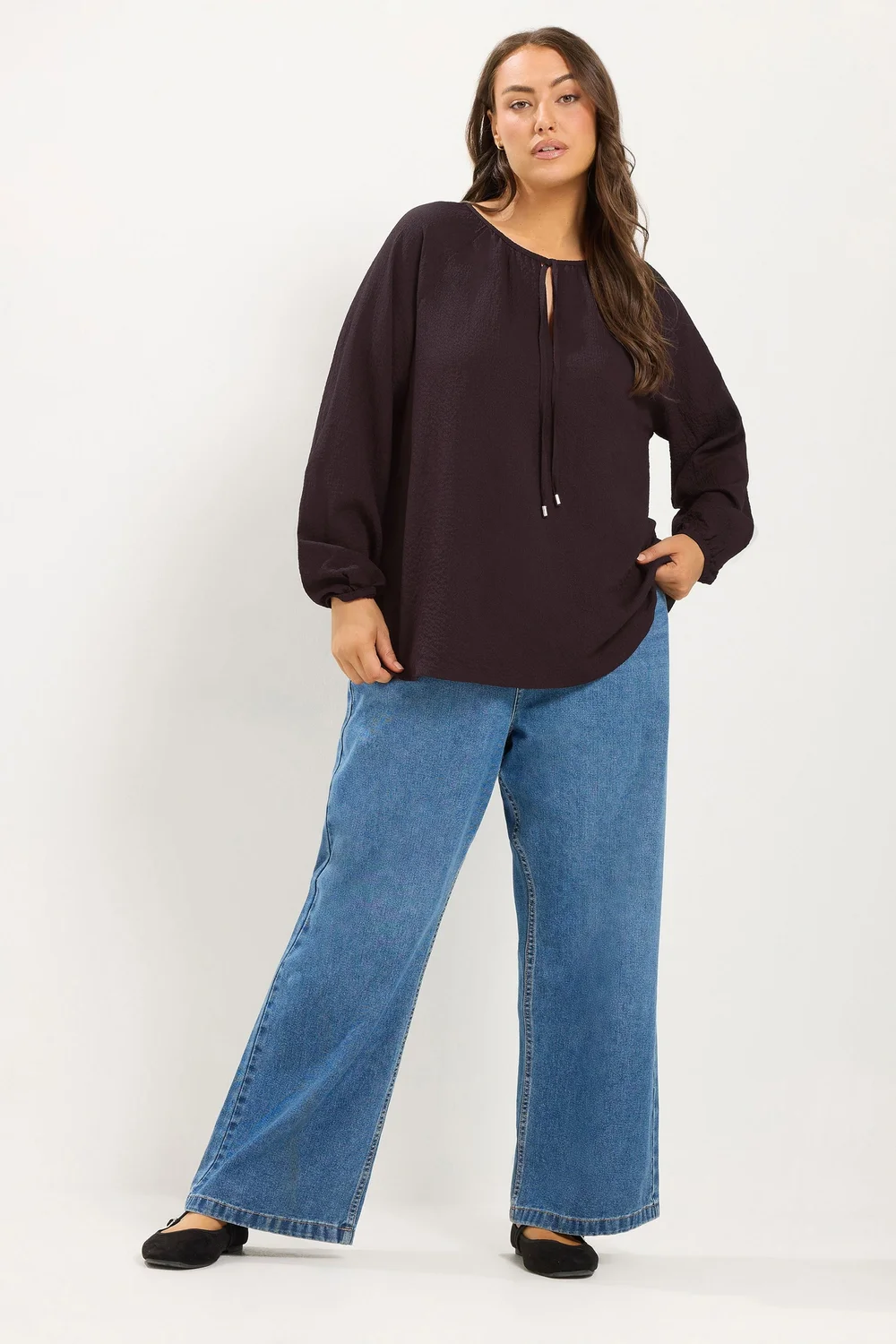 Yours Curve Fig Purple Textured Long Sleeve Blouse - 18 Image 2