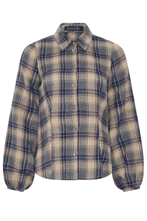 PixieGirl Petite Blue Check Fitted Shirt - 10 Image 5