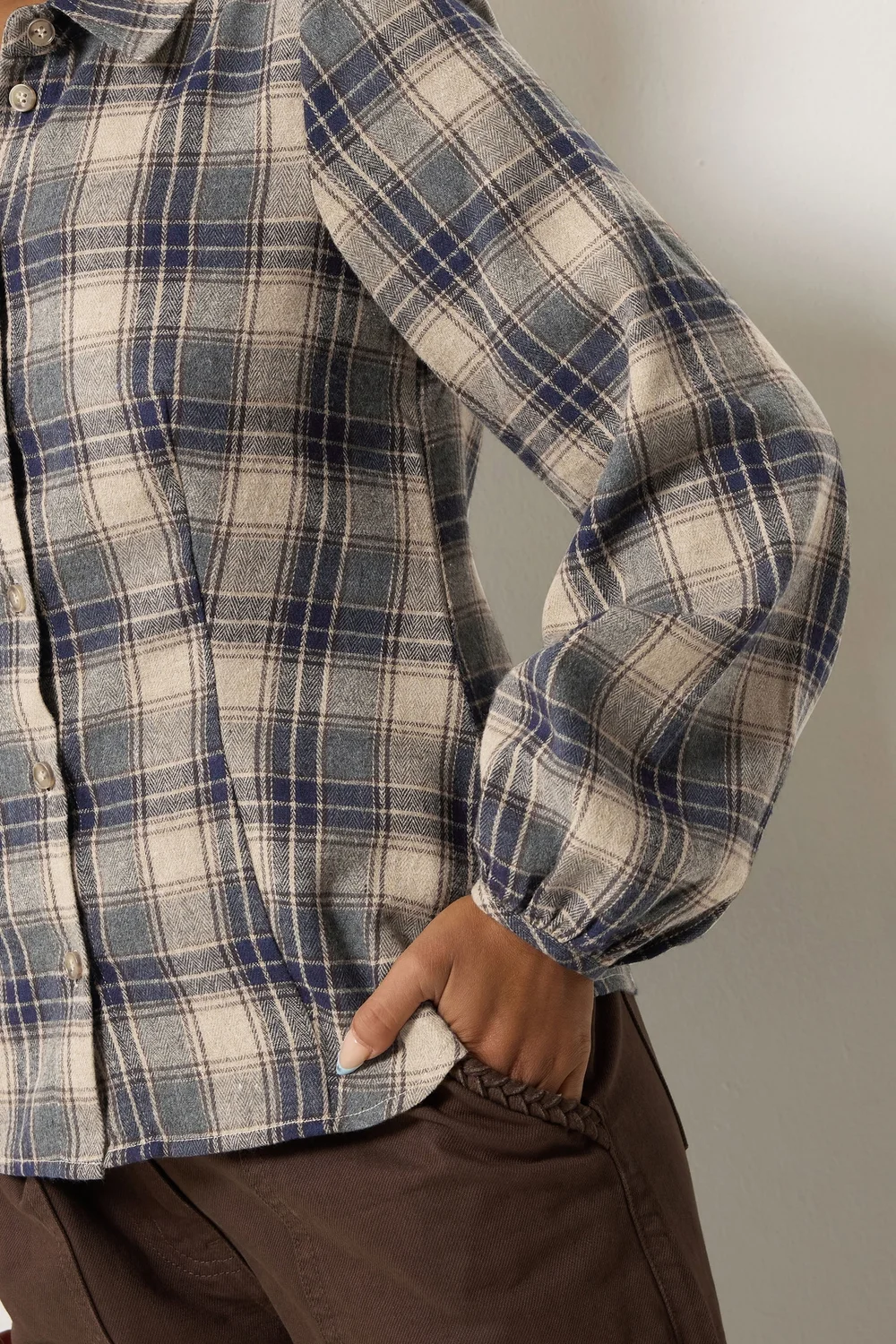 PixieGirl Petite Blue Check Fitted Shirt - 10 Image 4