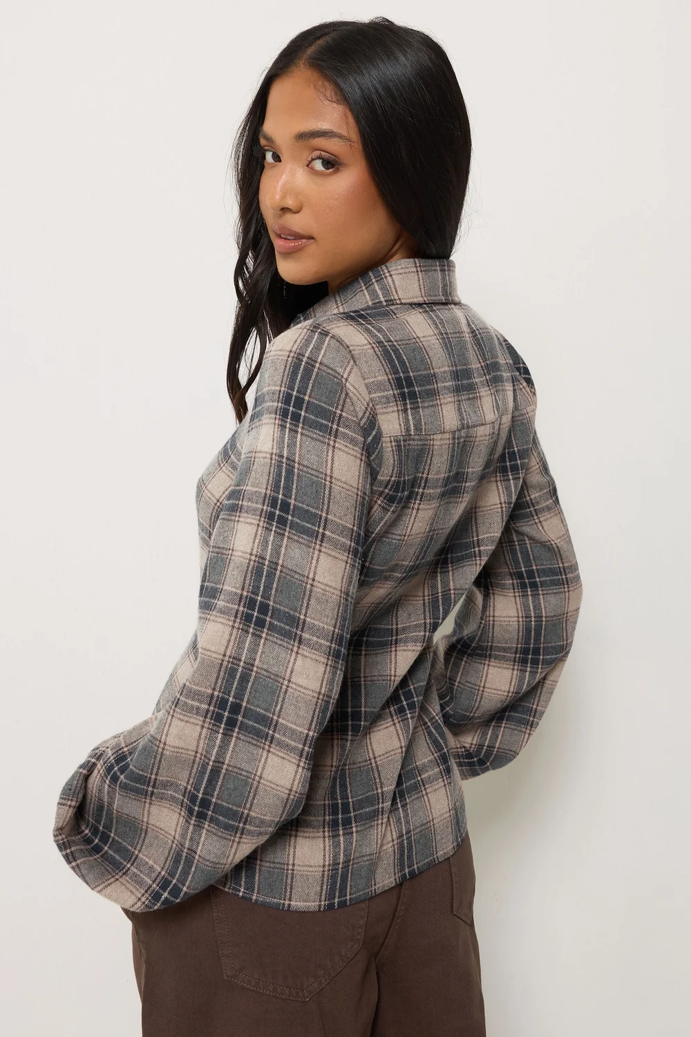 PixieGirl Petite Blue Check Fitted Shirt - 10 Image 3