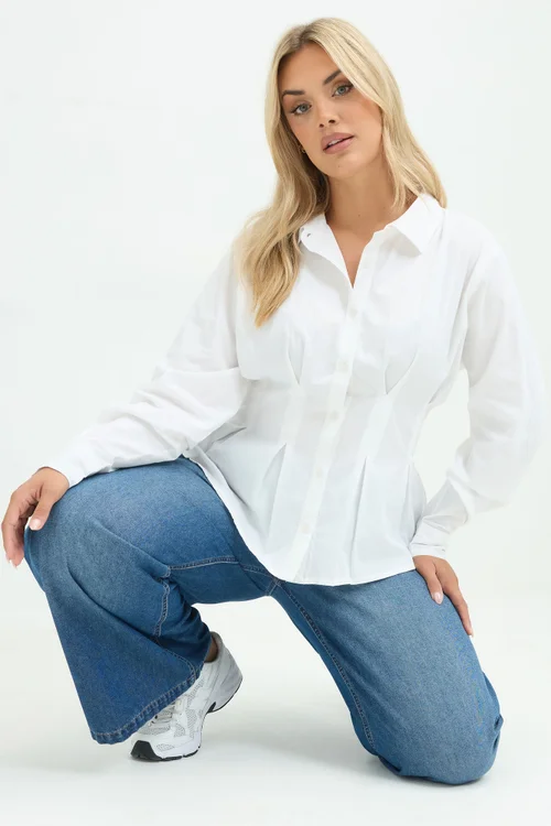 Yours Limited Curve White Cinched Seam Detail Shirt - 18 Image 2