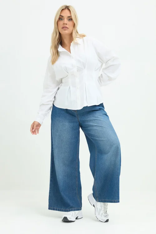 Yours Limited Curve White Cinched Seam Detail Shirt - 18 Image 3