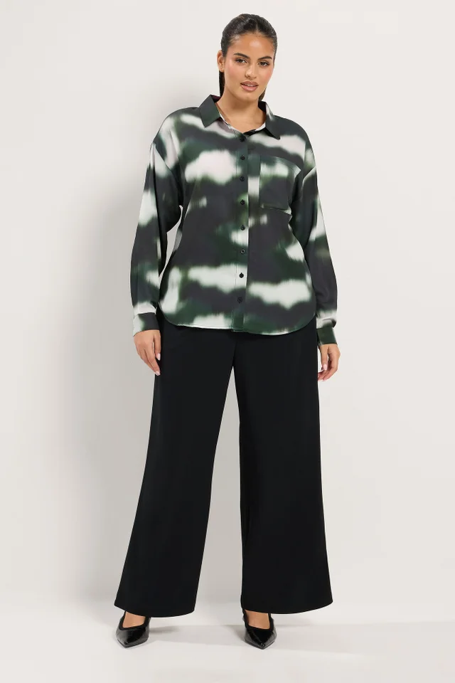 Yours Curve Black Blur Print Shirt