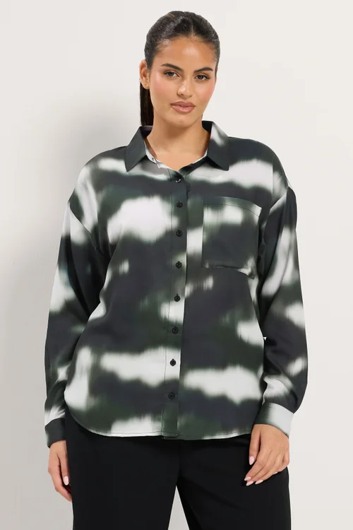Yours Curve Black Blur Print Shirt - 30-32 Image 2
