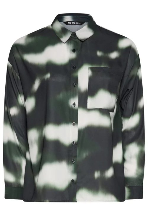 Yours Curve Black Blur Print Shirt - 30-32 Image 3