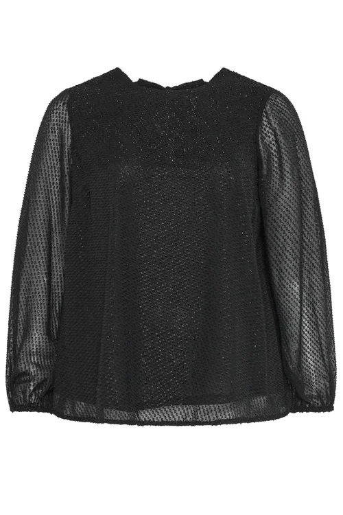 Yours Curve Black Shimmer Bow Back Top - 12 Image 5