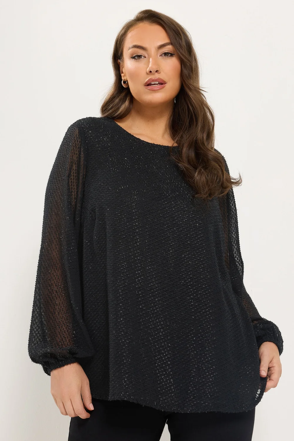 Yours Curve Black Shimmer Bow Back Top - 12 Image 1