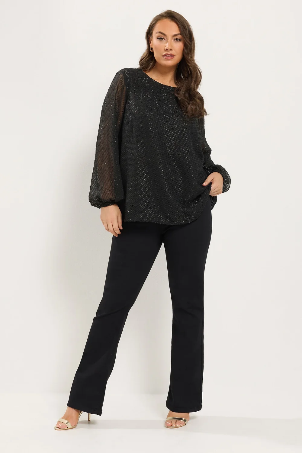 Yours Curve Black Shimmer Bow Back Top - 12 Image 2