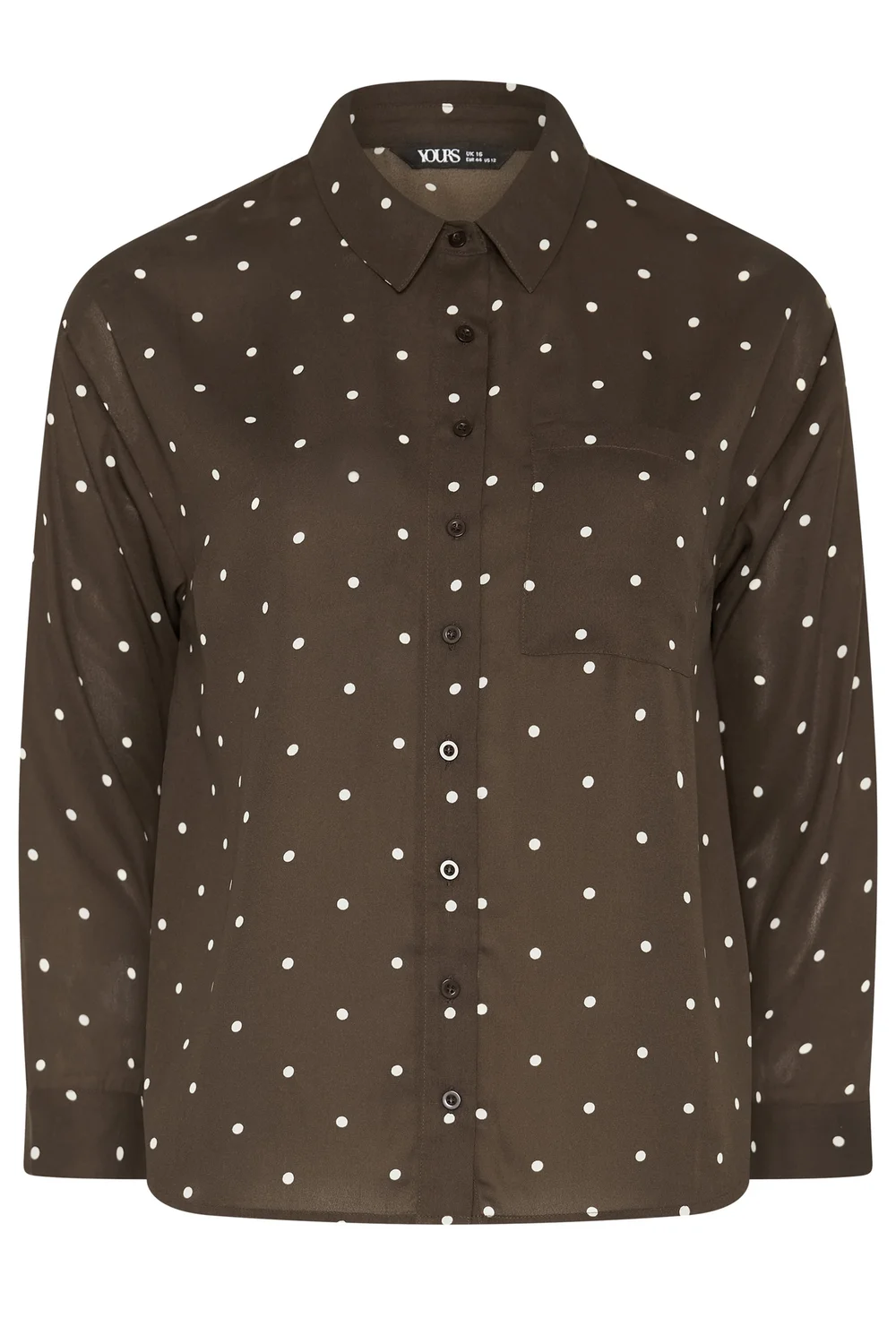 Yours Curve Brown Polka Dot Shirt - 12 Image 5
