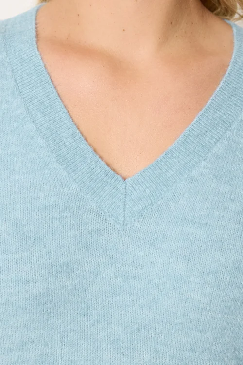 Yours Curve Blue V-Neck Soft Touch Jumper - 22-24 Image 4