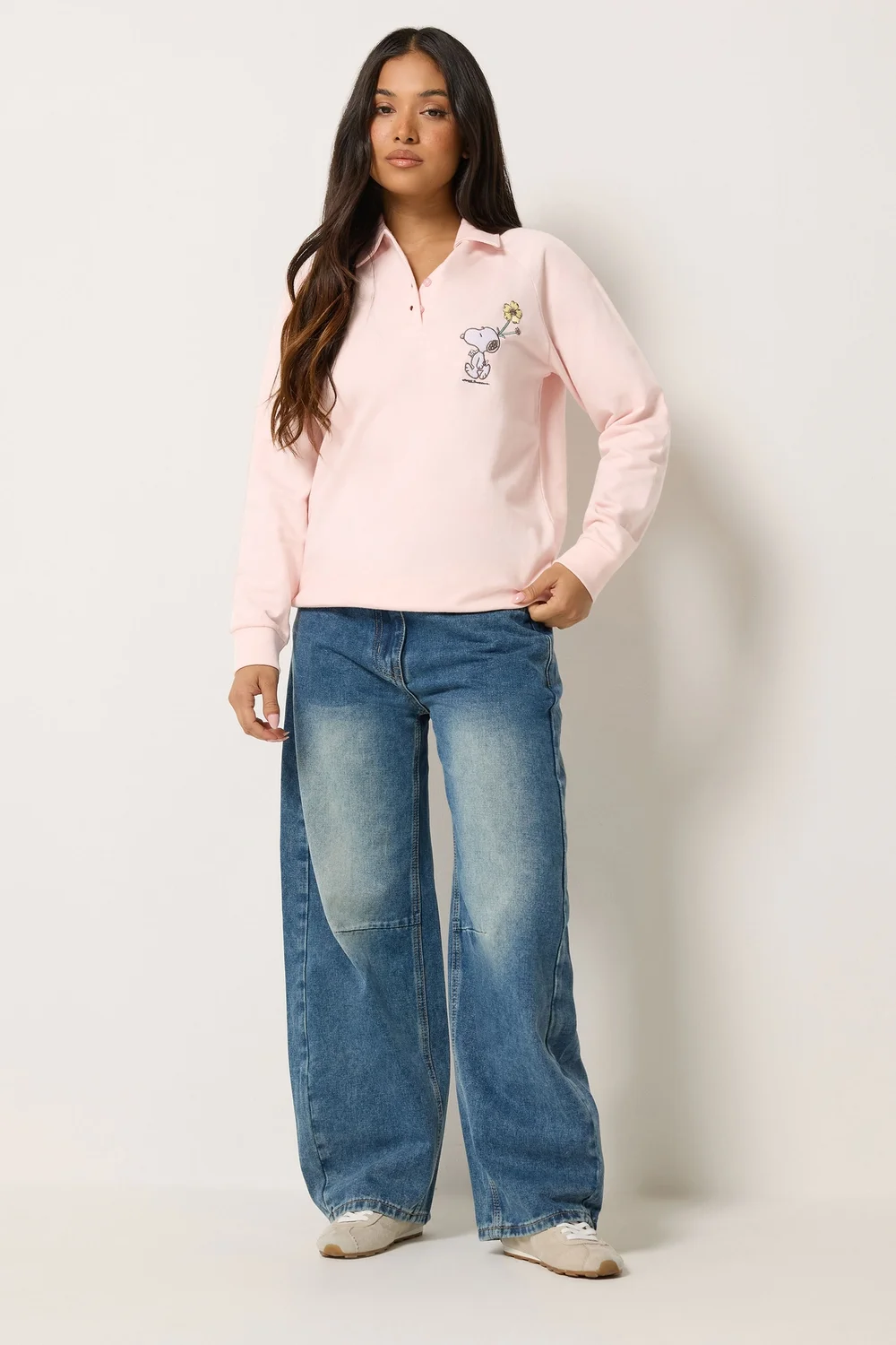 PixieGirl Petite Baby Pink Cotton Snoopy Embroidered Sweatshirt - 12 Image 2