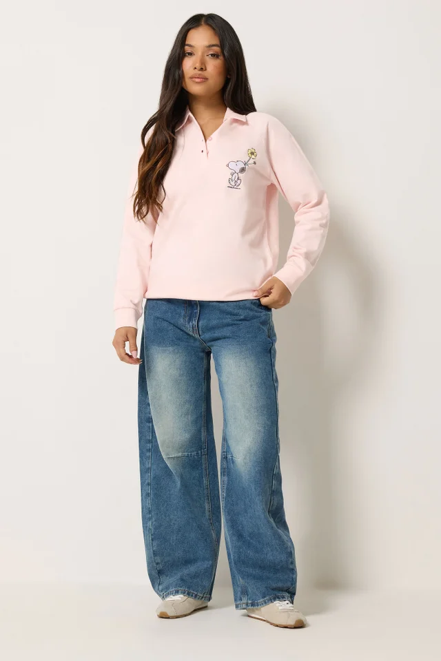 PixieGirl Petite Baby Pink Cotton Snoopy Embroidered Sweatshirt