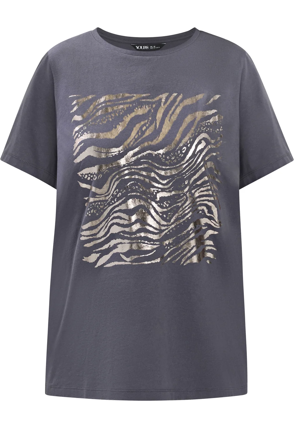 Yours Curve Grey Zebra Foil T-Shirt - 26-28 Image 2