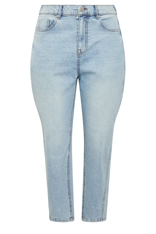 Yours Curve Light Blue Barrel Leg Denim Jeans - 18/L28 Image 5