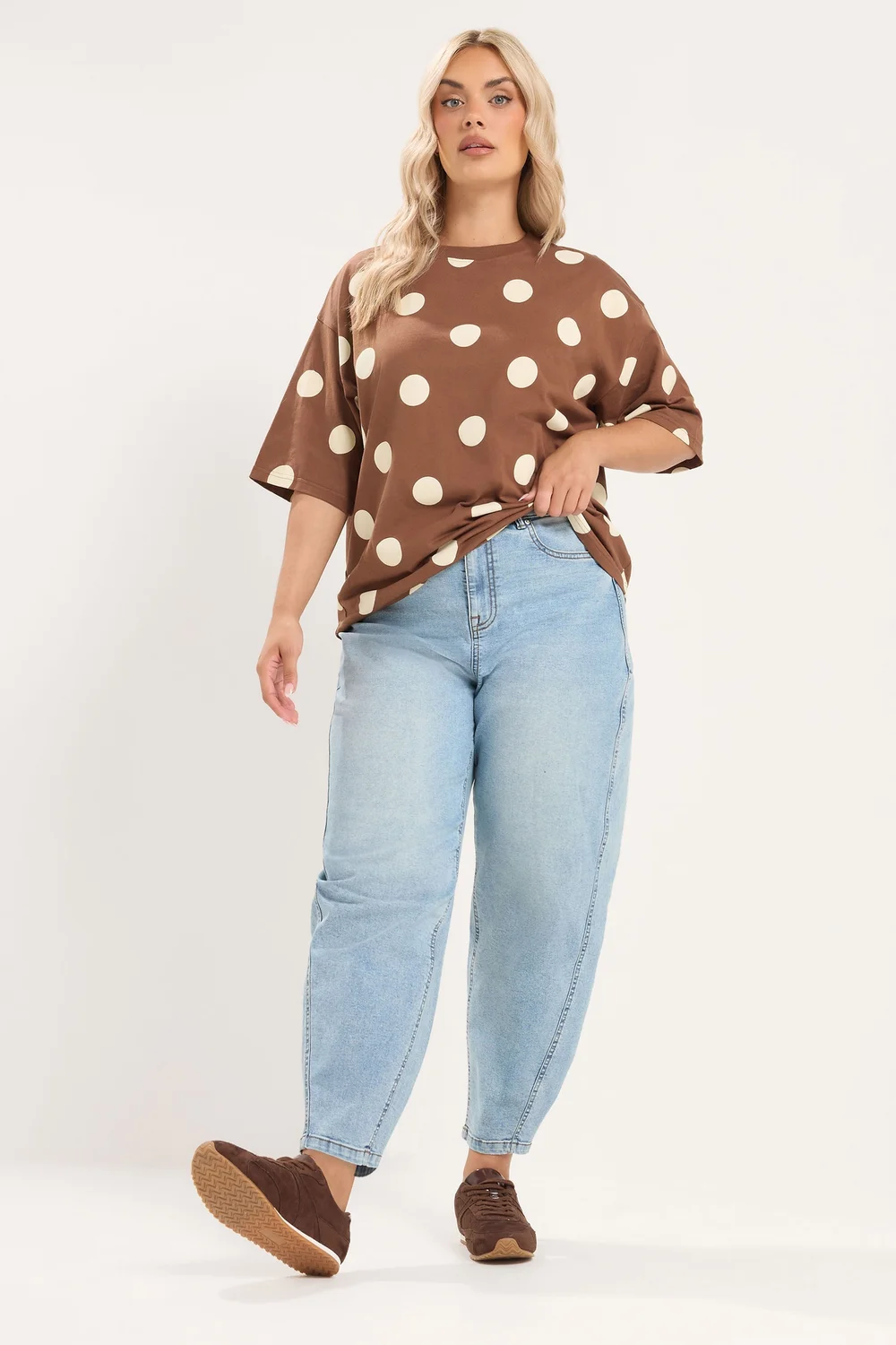 Yours Curve Light Blue Barrel Leg Denim Jeans - 18/L28 Image 2