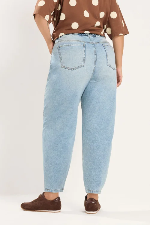 Yours Curve Light Blue Barrel Leg Denim Jeans - 18/L28 Image 3