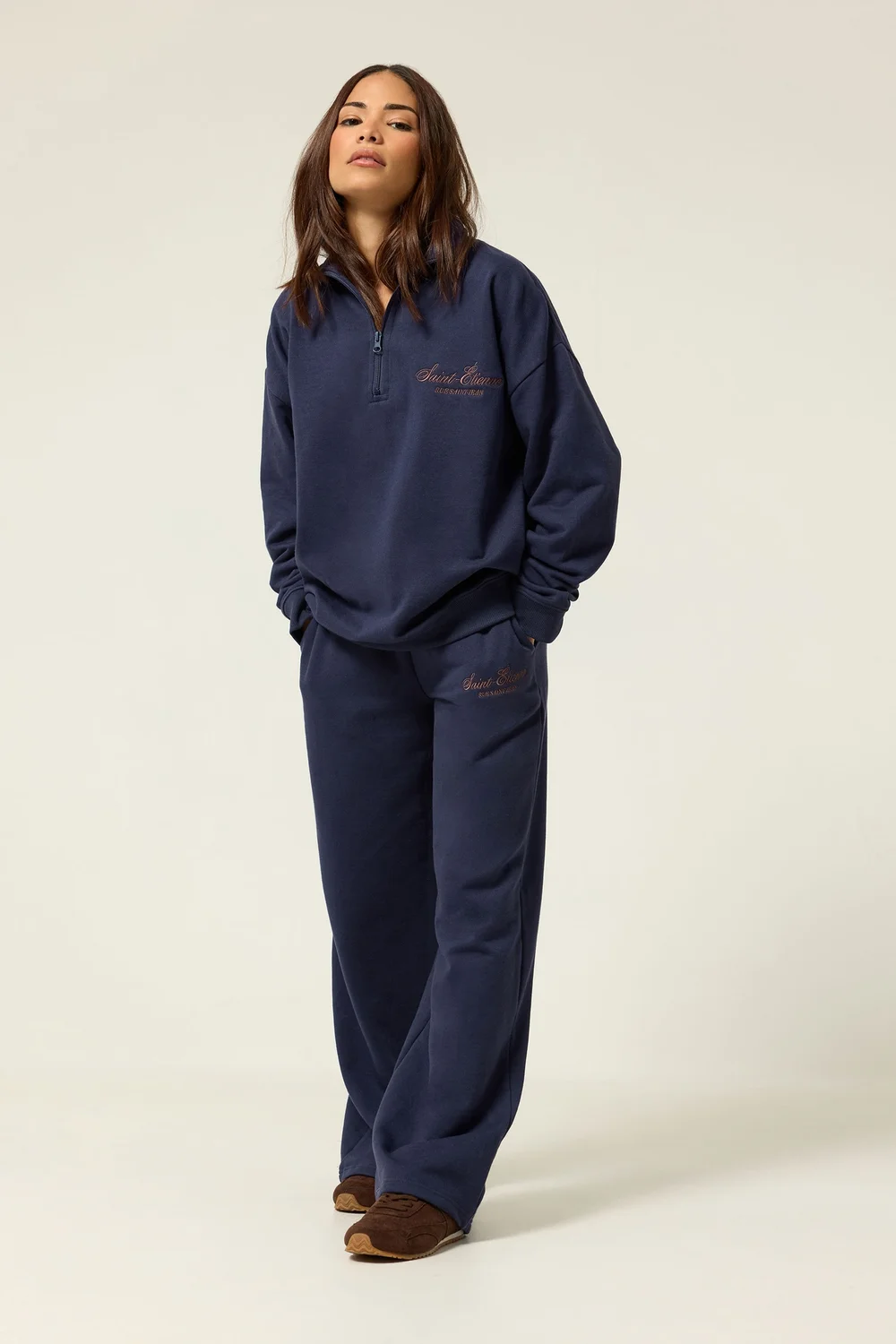 PixieGirl Petite Navy Blue 'St Etienne' Wide Leg Joggers - 14/L27 Image 1
