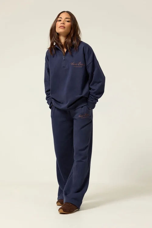PixieGirl Petite Navy Blue 'St Etienne' Wide Leg Joggers - 14/L27 Image 1