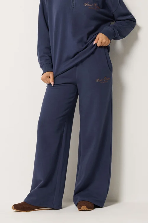 PixieGirl Petite Navy Blue 'St Etienne' Wide Leg Joggers - 14/L27 Image 3
