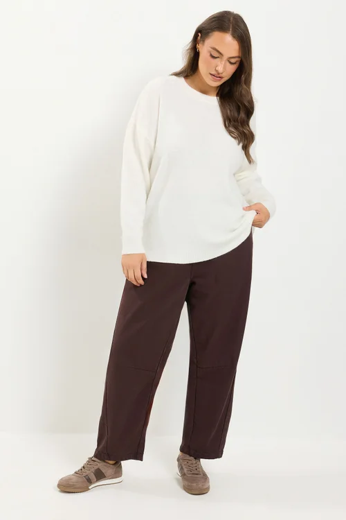 Yours Curve Ivory White Crew Neck Knitted Jumper - 18-20 Image 4