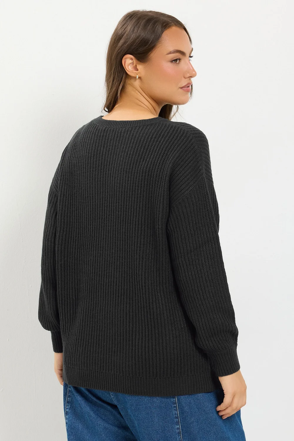 Yours Curve Black Side Button Knitted Jumper - 26-28 Image 3