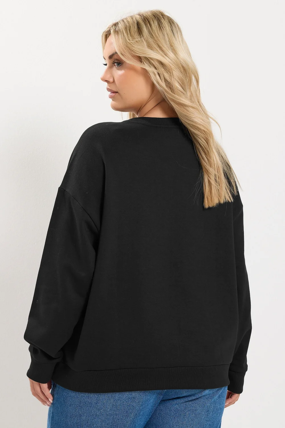 Yours Curve Black 'J'adore' Polka Dot Slogan Sweatshirt - 22-24 Image 4