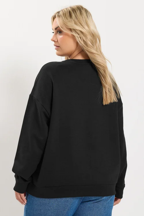 Yours Curve Black 'J'adore' Polka Dot Slogan Sweatshirt - 22-24 Image 4