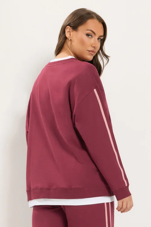 Yours Curve Red 2-In-1 Side Stripe Cotton Sweatshirt - 18 Image 3