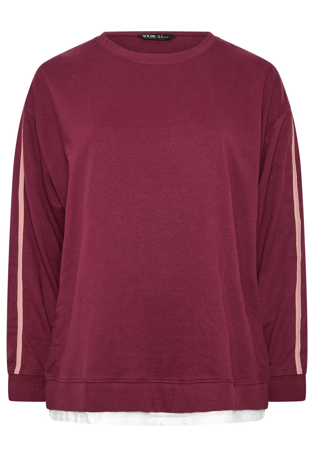 Yours Curve Red 2-In-1 Side Stripe Cotton Sweatshirt - 18 Image 5