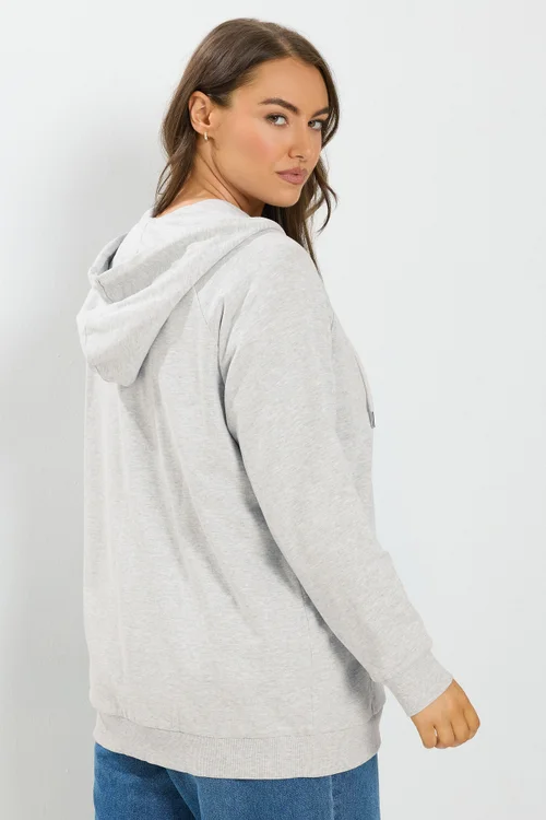 Yours Curve Grey Zip Through Ralgan Hoodie - 30-32 Image 5