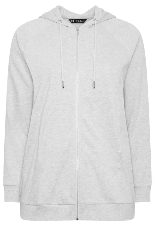 Yours Curve Grey Zip Through Ralgan Hoodie - 30-32 Image 2
