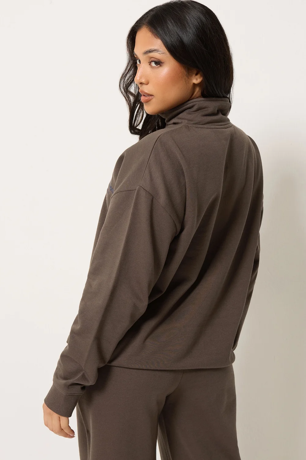 PixieGirl Petite Chocolate Brown 'St Etienne' Quarter Zip Sweatshirt - 14 Image 4