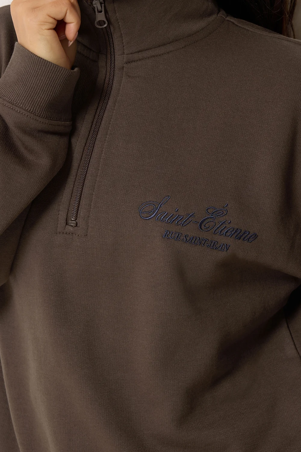 PixieGirl Petite Chocolate Brown 'St Etienne' Quarter Zip Sweatshirt - 14 Image 5