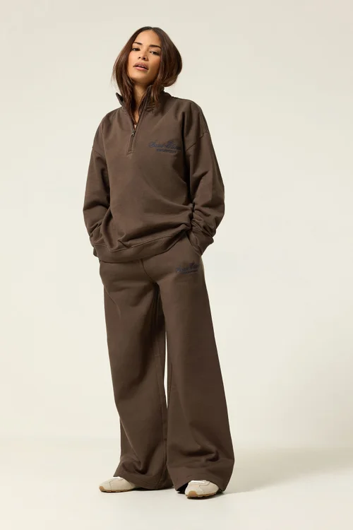 PixieGirl Petite Chocolate Brown 'St Etienne' Quarter Zip Sweatshirt - 14 Image 1