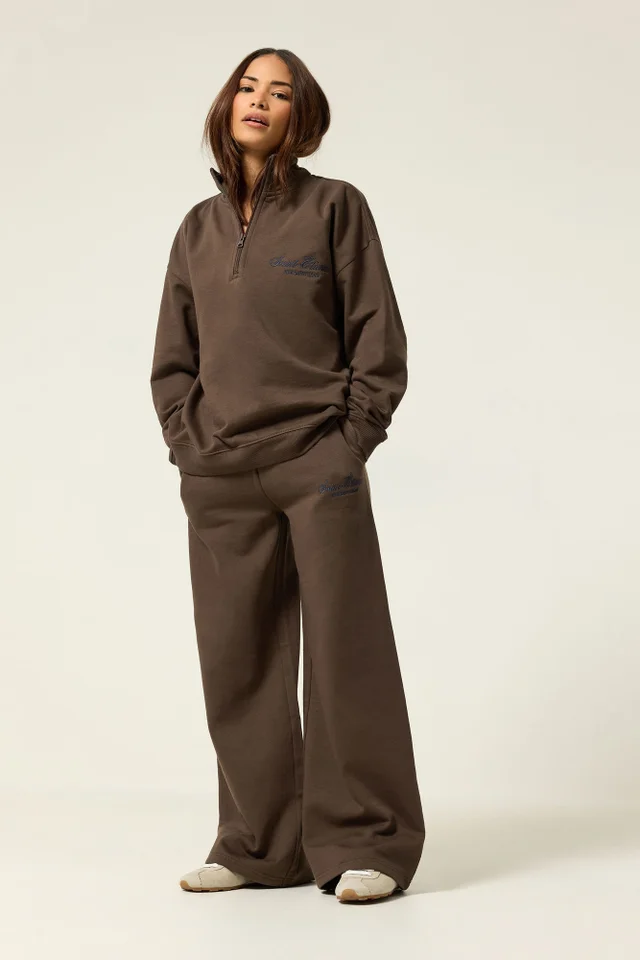 PixieGirl Petite Chocolate Brown 'St Etienne' Quarter Zip Sweatshirt