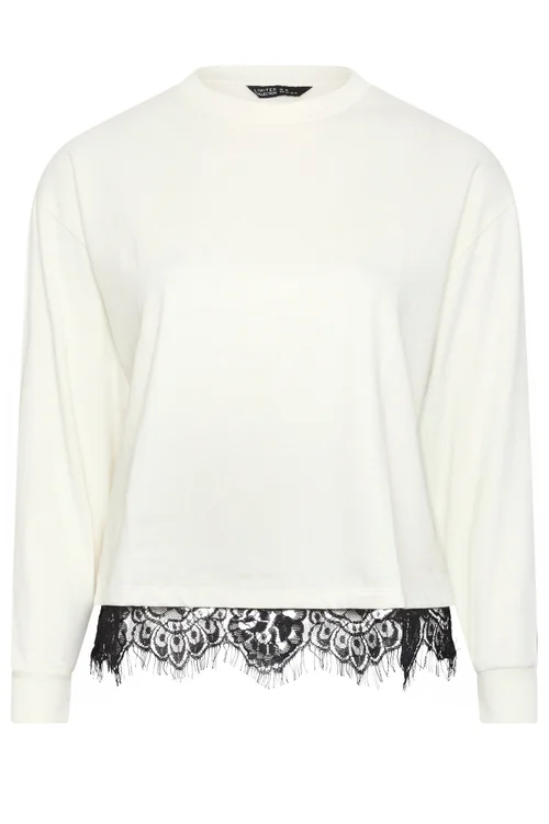Yours Limited Collection Curve Cream Lace Hem Sweatshirt - 18 Image 5