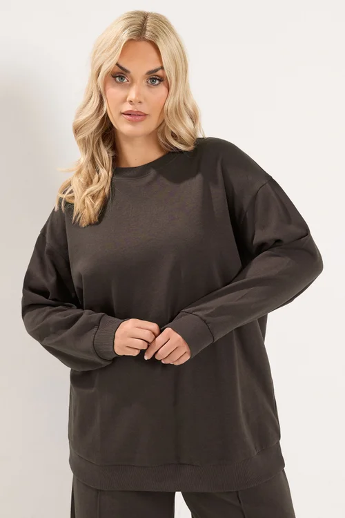 Yours Curve Chocolate Brown Sweatshirt - 26-28 Image 1