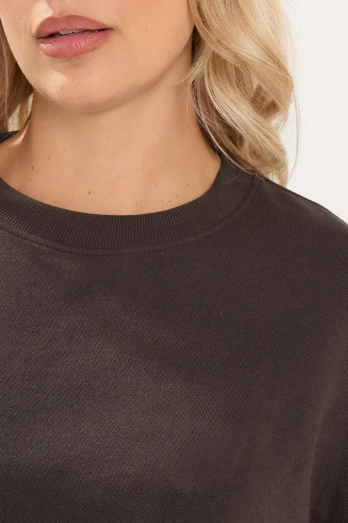 Yours Curve Chocolate Brown Sweatshirt - 26-28 Image 4